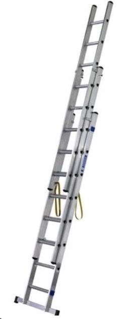 Merdevine aluminijumske trodelne, radna visina 10,05 m, 3x14 gazišta težina 31,4 kg Z200 ZARGES